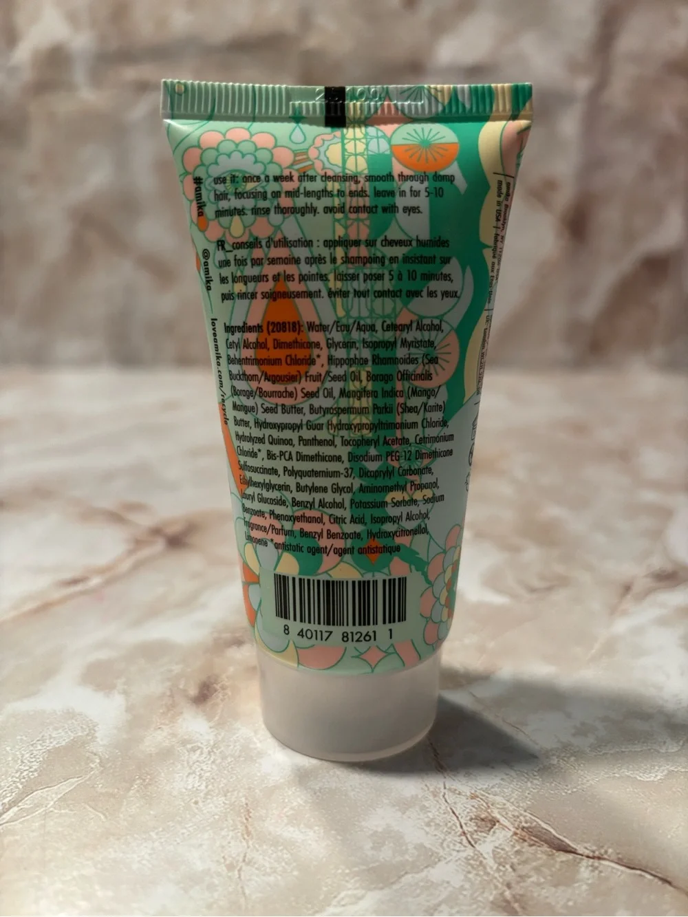 amika The Kure Repair Mask - Green & Orange Floral Tube